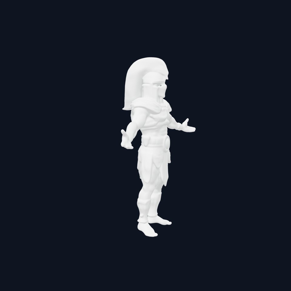 Ancient Warrior D Character Model with Detailed Armor and Rigging